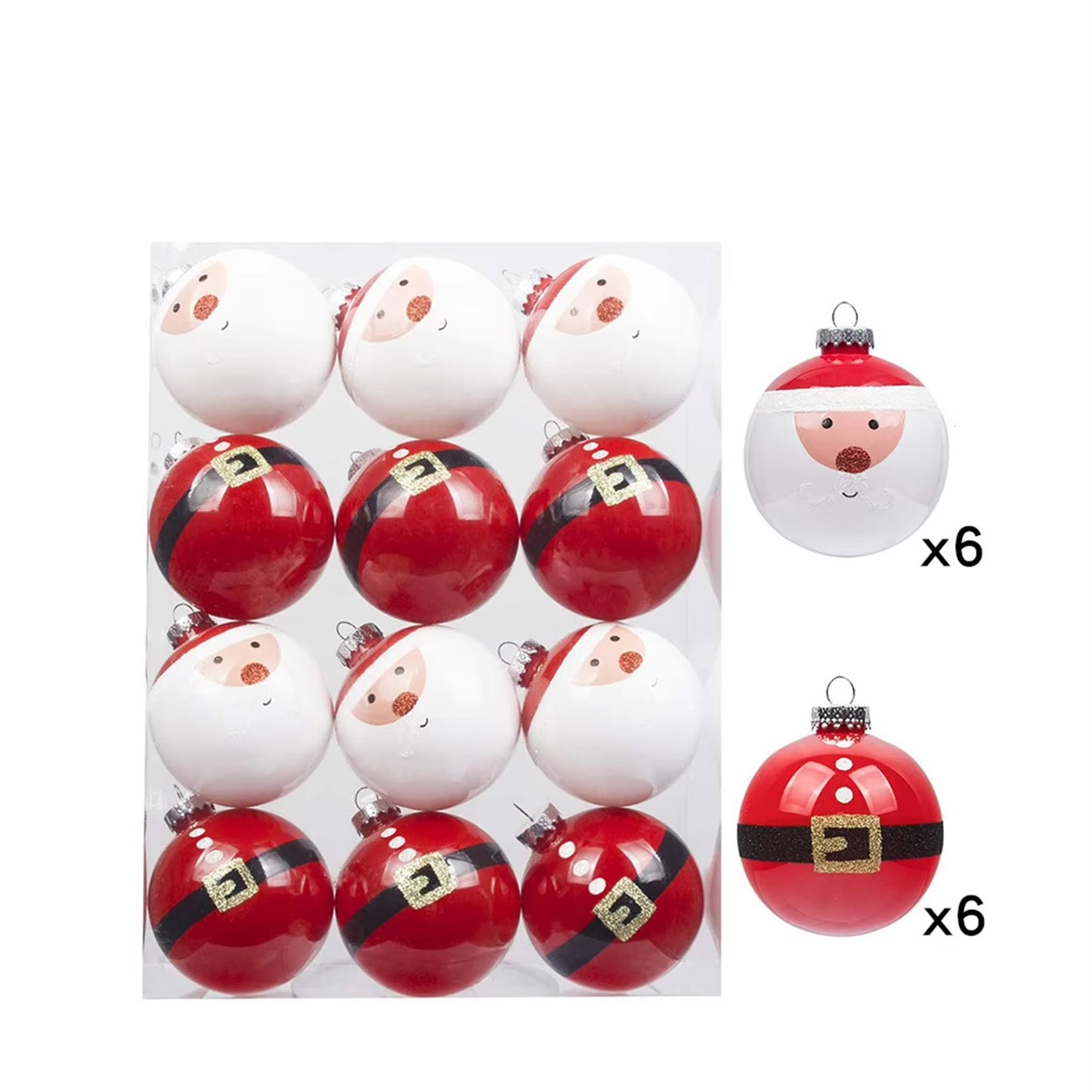 Red White Christmas Balls Christmas Tree Decorations 12Pcs Christmas Balls Christmas Ornaments Set for Christmas Tree Home